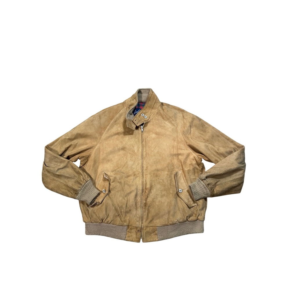 Vintage Lord &‎ Taylor Kensington Collection Tan Suede Bomber Jacket Mens 46